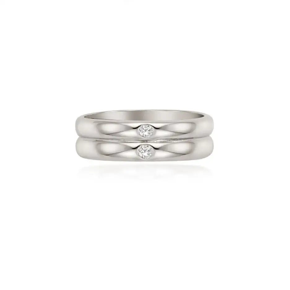 OST - Basic Double Ring Silver Ring - OST - Rings - Harumio