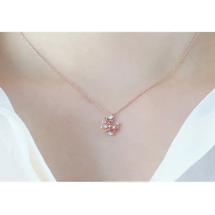 CLUE - Autumn Wildflower Moonlight Silver Necklace - CLUE - Jewelry - Harumio