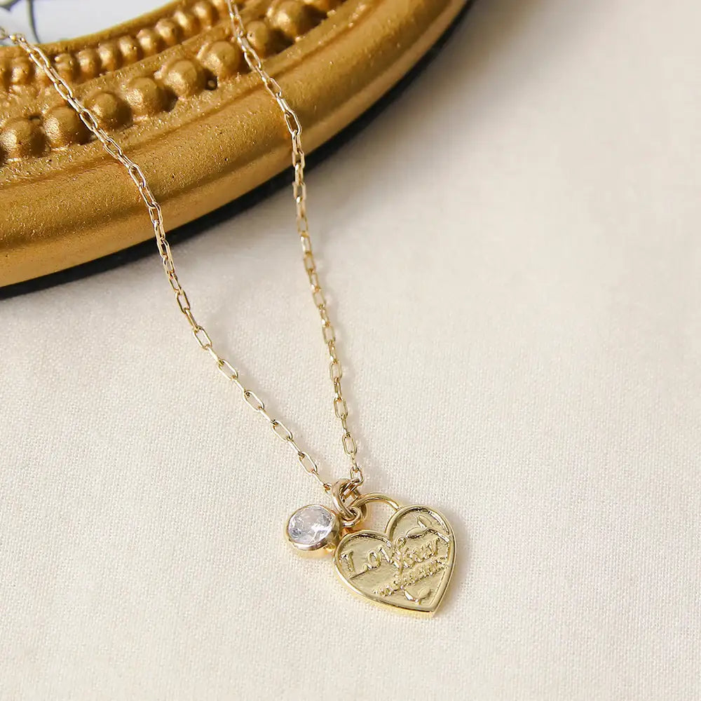 CLUE - 14K Gold Filled Eternal White Stone Heart Necklace - CLUE - Jewelry - Harumio