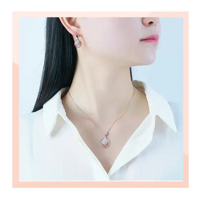CLUE - Luxury Oval Stone Silver Necklace - CLUE - Jewelry - Harumio