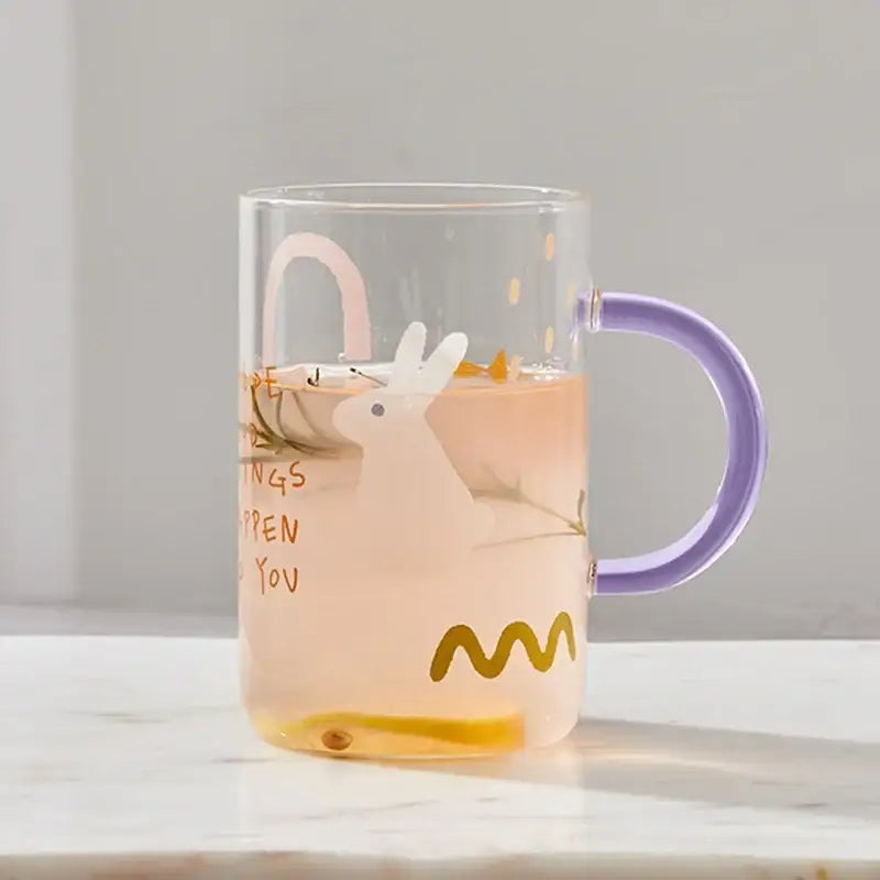 Korean Little Buddy Pom Pom - Heat Resistant Big Glass Mug - Modern House - Mugs - Harumio