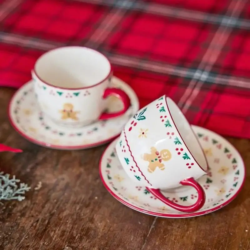 Korean Christmas Village - Cup and Saucer 2 Set - Modern House - Cup & Saucer Set - Harumio