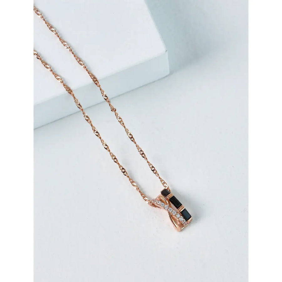CLUE - Black Cross Rose Gold Necklace - CLUE - Jewelry - Harumio