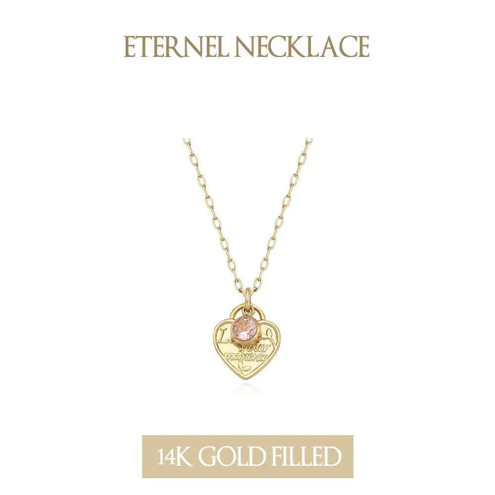 CLUE - 14K Gold Filled Eternal Tourmaline Stone Heart Necklace - CLUE - Jewelry - Harumio