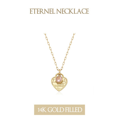 CLUE - 14K Gold Filled Eternal Tourmaline Stone Heart Necklace