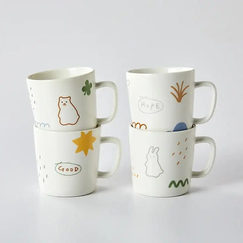 Korean Little Buddy Pom Pom - Mug 4P Set - Modern House - Mugs - Harumio