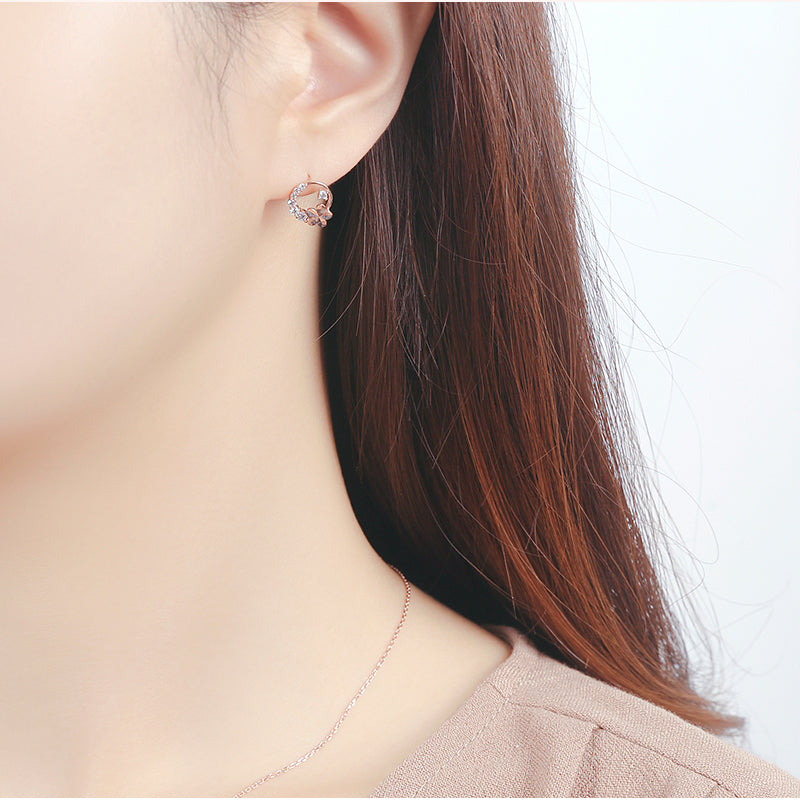 CLUE - Petite Flowery Rose Gold Silver Earrings