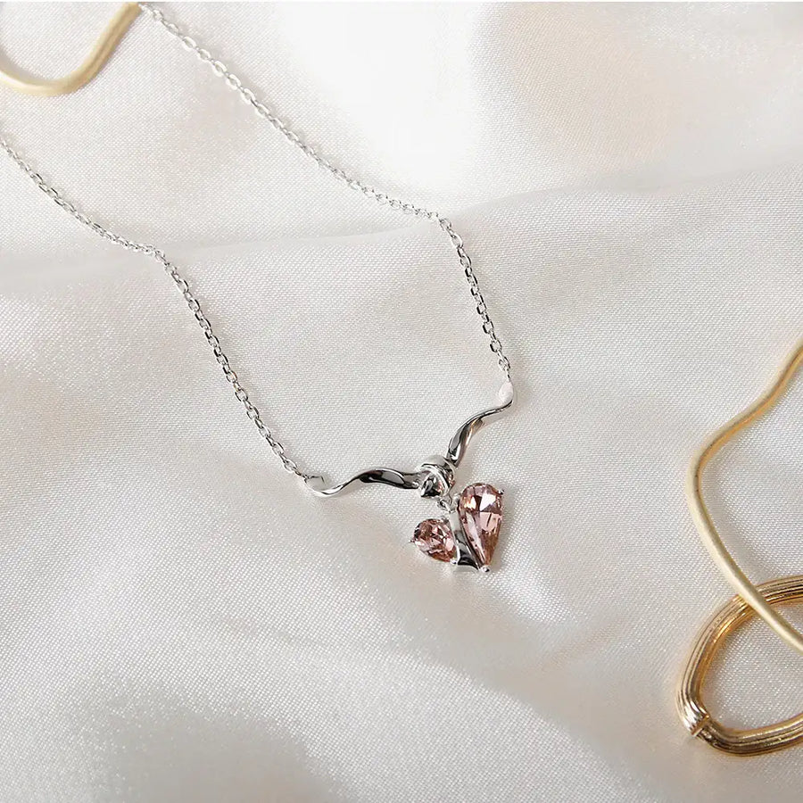 Bloom x Linky Laboratory - Heart Freezing Twisted Silver Necklace - Bloom x Linky Laboratory - Jewelry - Harumio