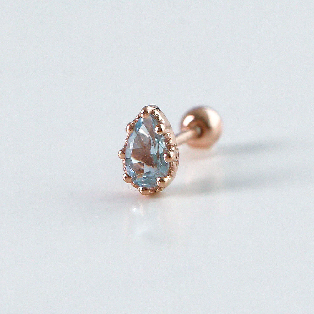 CLUE - Wish Spell Blue Topaz Natural Stone Drop Silver Piercing