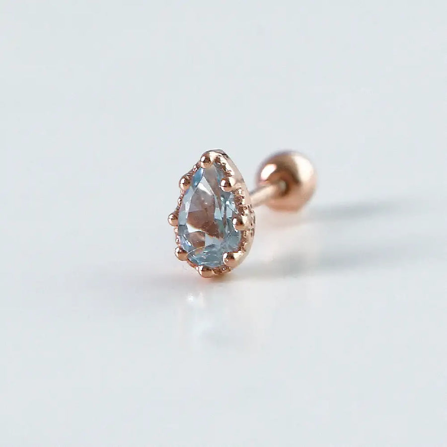 CLUE - Wish Spell Blue Topaz Natural Stone Drop Silver Piercing - CLUE - Jewelry - Harumio