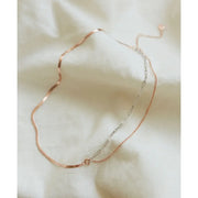 CLUE - C Collection Vintage Pink Mix Chain Silver Necklace - CLUE - Jewelry - Harumio
