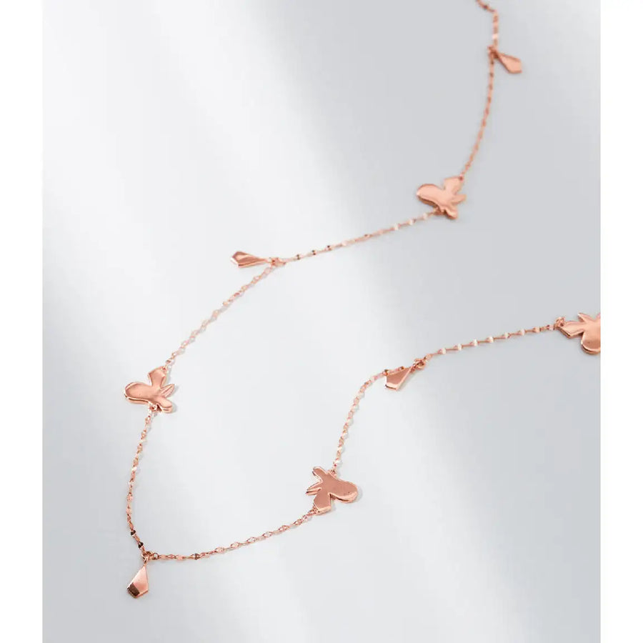 CLUE - Butterfly Link Chain Rose Gold Necklace - CLUE - Jewelry - Harumio