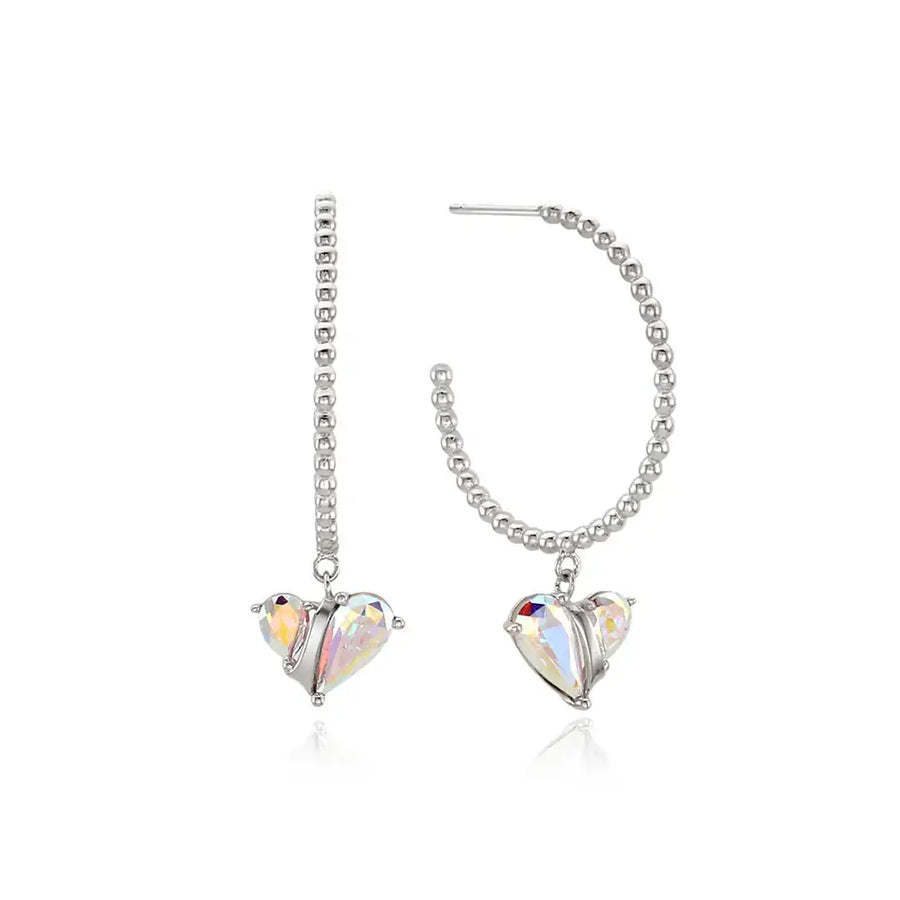 Bloom x Linky Laboratory - Ribbon Heart Ring Silver Earrings - Bloom x Linky Laboratory - Jewelry - Harumio