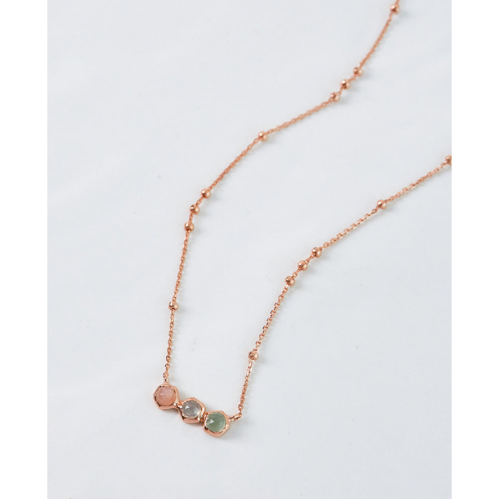 CLUE - Wish Spell Natural Stone Multicolor Silver Necklace
