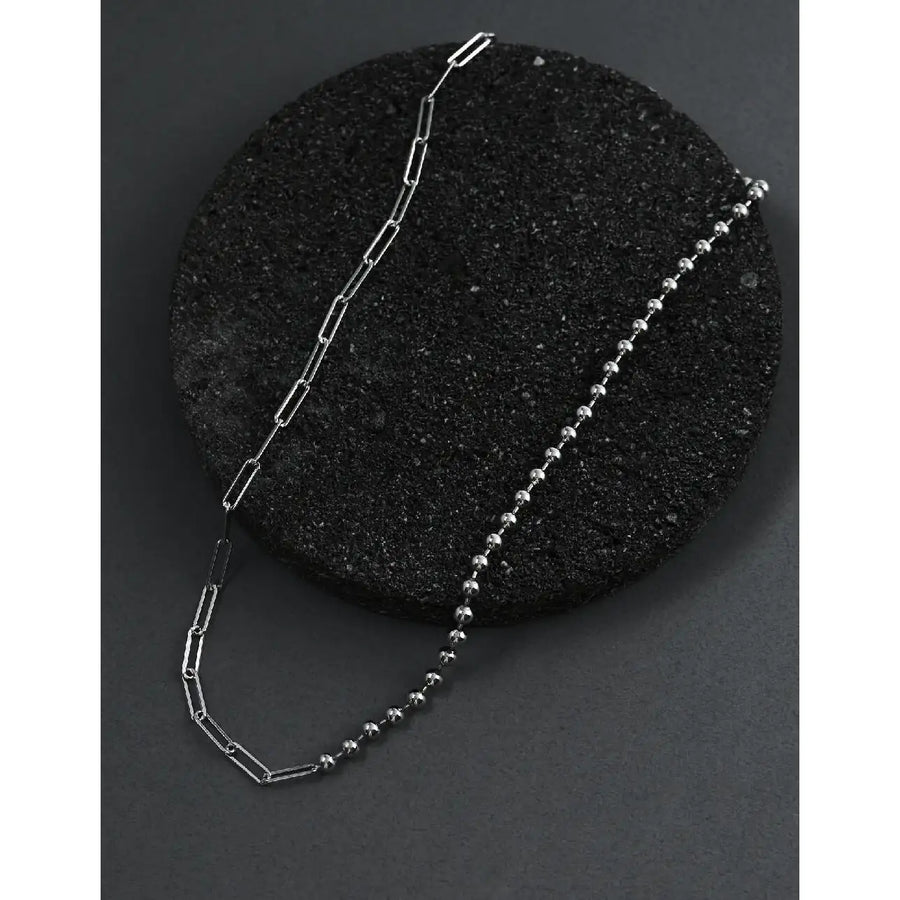 CLUE - Unbalance Ball Chain Silver Necklace - CLUE - Jewelry - Harumio