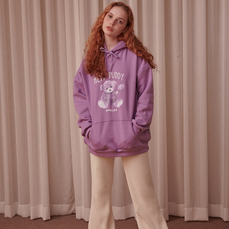 Ambler - Purple Bear Over Fit Hoodie
