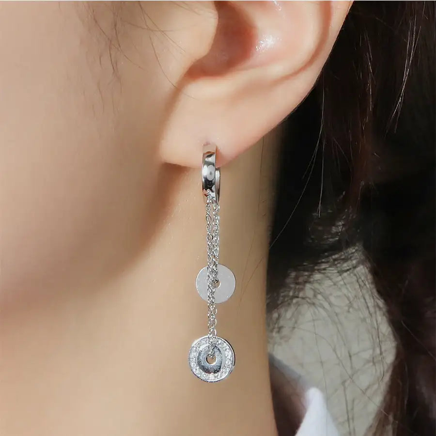 CLUE - Circle Cross Drop Surgical Steel One Touch Earrings - CLUE - Jewelry - Harumio