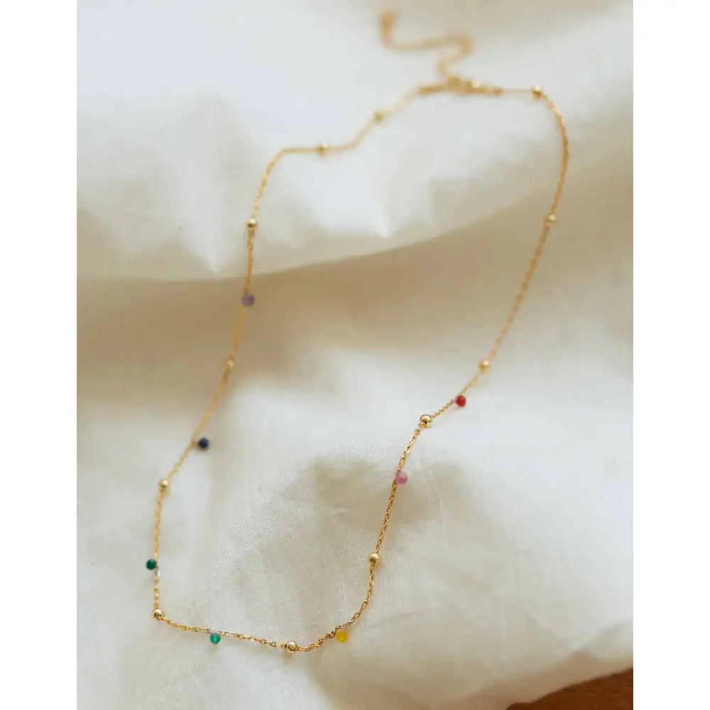 CLUE - C Collection Natural Stone Bead Silver Necklace - CLUE - Jewelry - Harumio