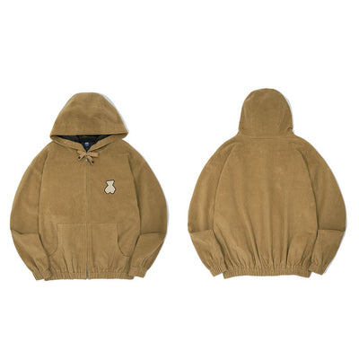 AQO - Bear Logo Corduroy Zip Up Jacket