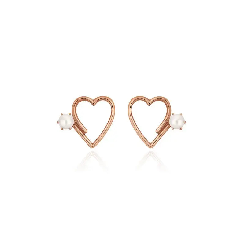 Bloom x Dewey Desert - Pearl Heart Silver Earring - Bloom x Dewey Desert - Jewelry - Harumio