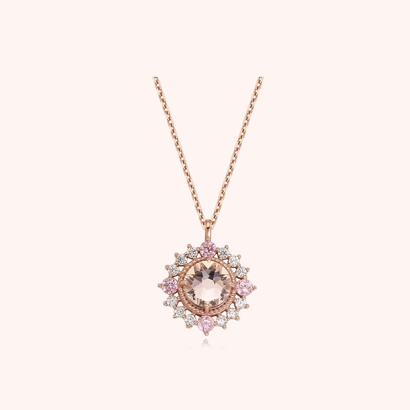 CLUE - Antique Pink Lace Silver Necklace