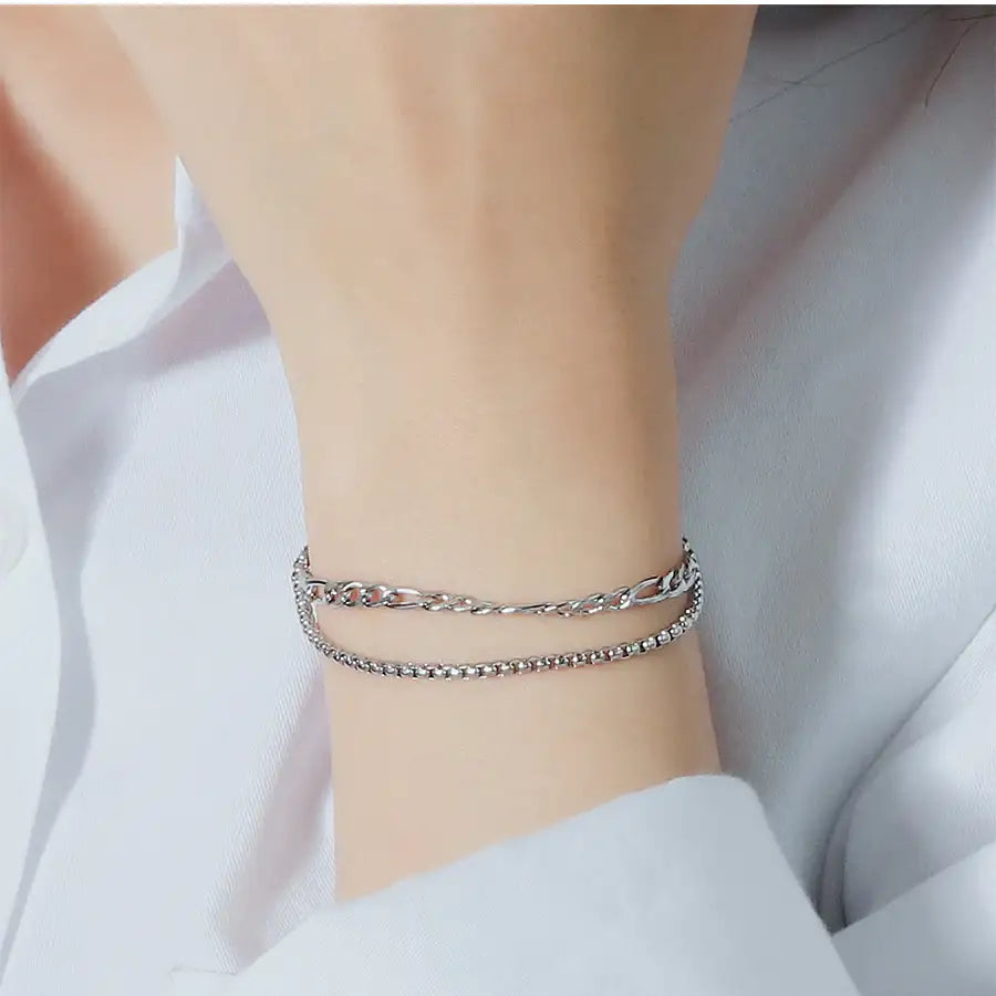 CLUE - Two-line Chain Surgical Steel Bracelet - CLUE - Jewelry - Harumio