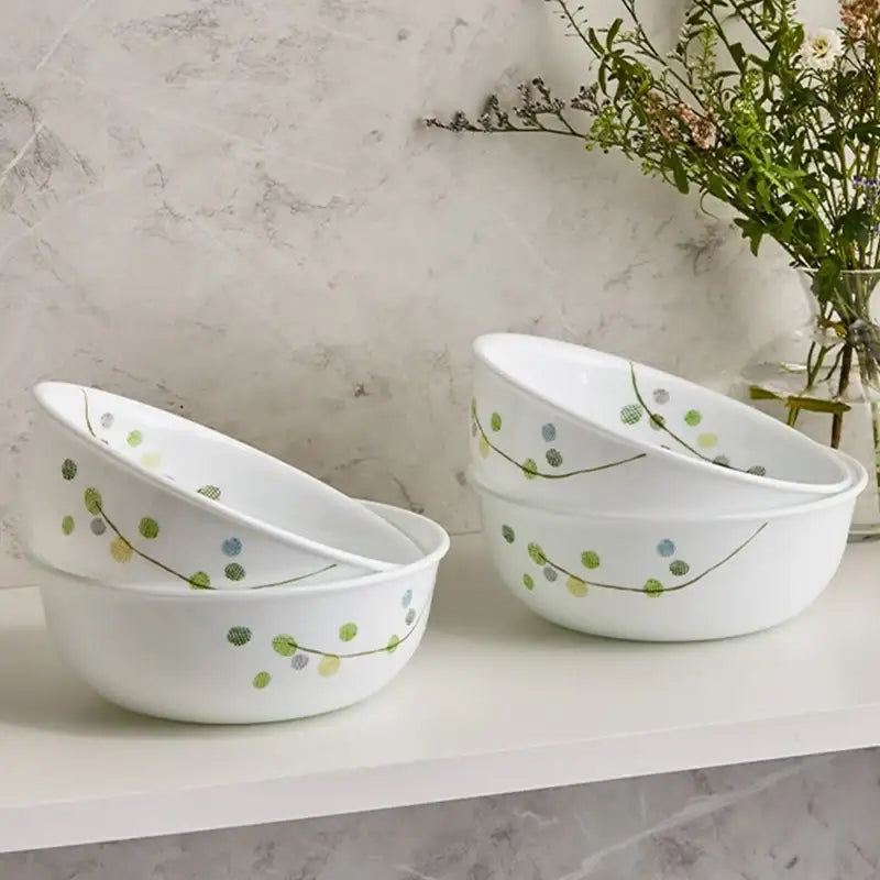 Korean Corel Green Delight - Soup Bowl 4P Set - Modern House - Bowls - Harumio