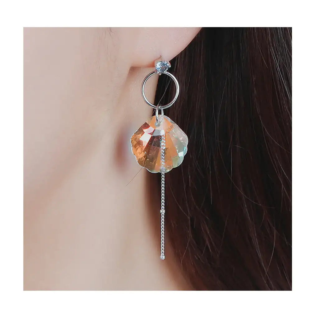 CLUE - Crystal Shell Drop Silver Earrings - CLUE - Jewelry - Harumio