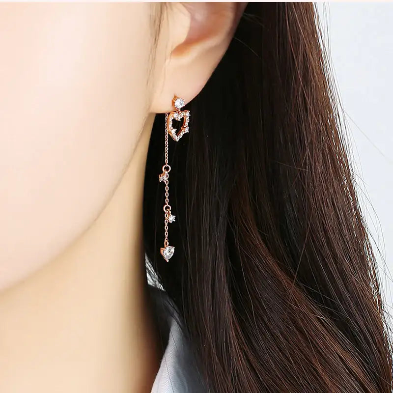 CLUE - Heart Trendy Silver Drop Earrings - CLUE - Jewelry - Harumio