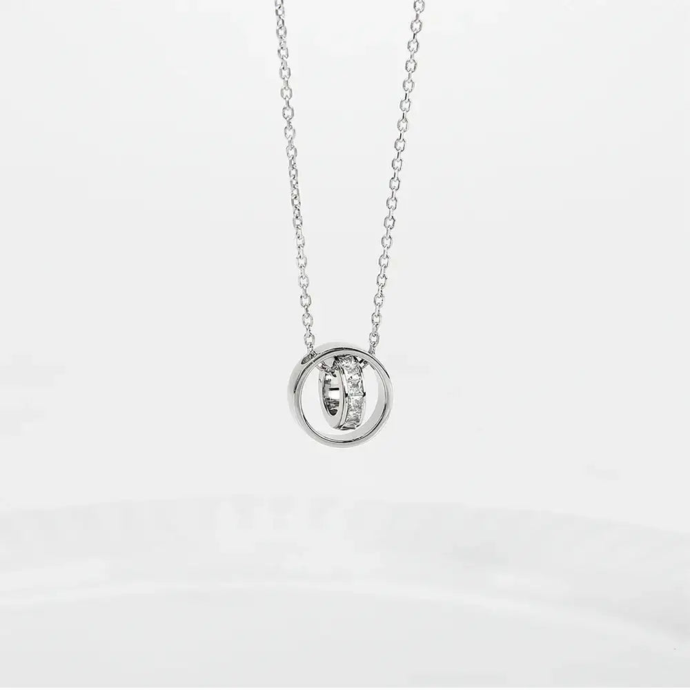 CLUE - Square Stone Link Silver Necklace - CLUE - Jewelry - Harumio
