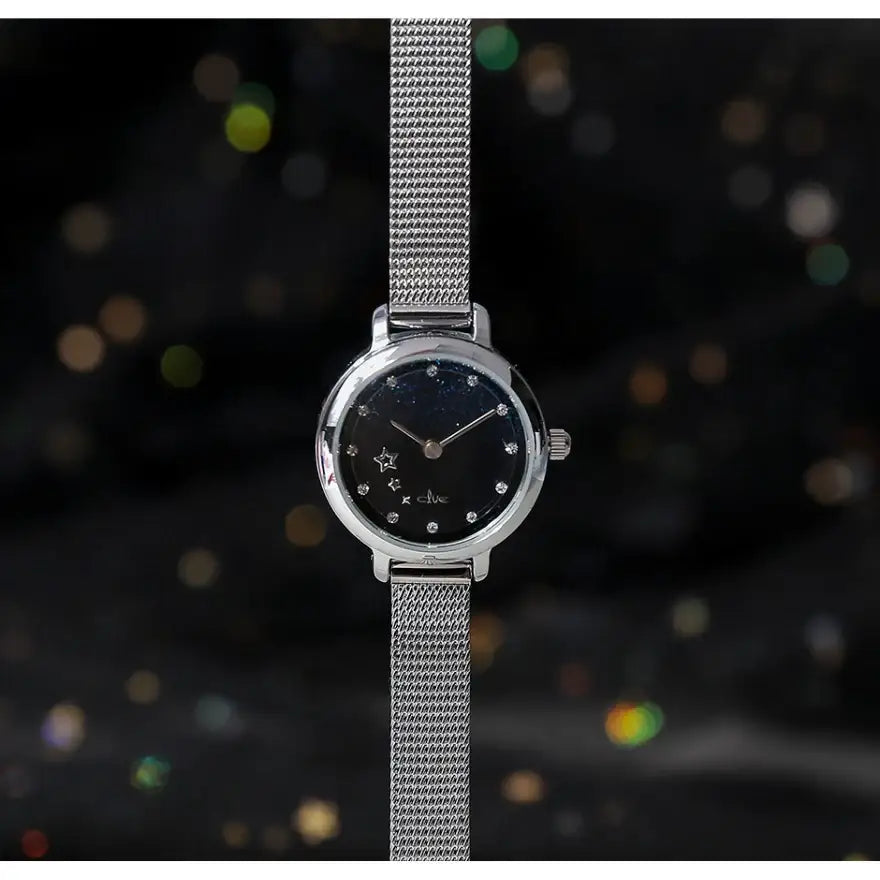 CLUE - Holiday Glitter Night Sky Silver Mesh Watch - CLUE - Watches - Harumio