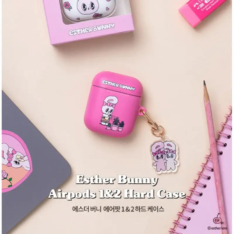 Esther Bunny - AirPods 1/2 Hard Case + Acrylic Keyring - Esther Bunny - AirPods Case - Harumio