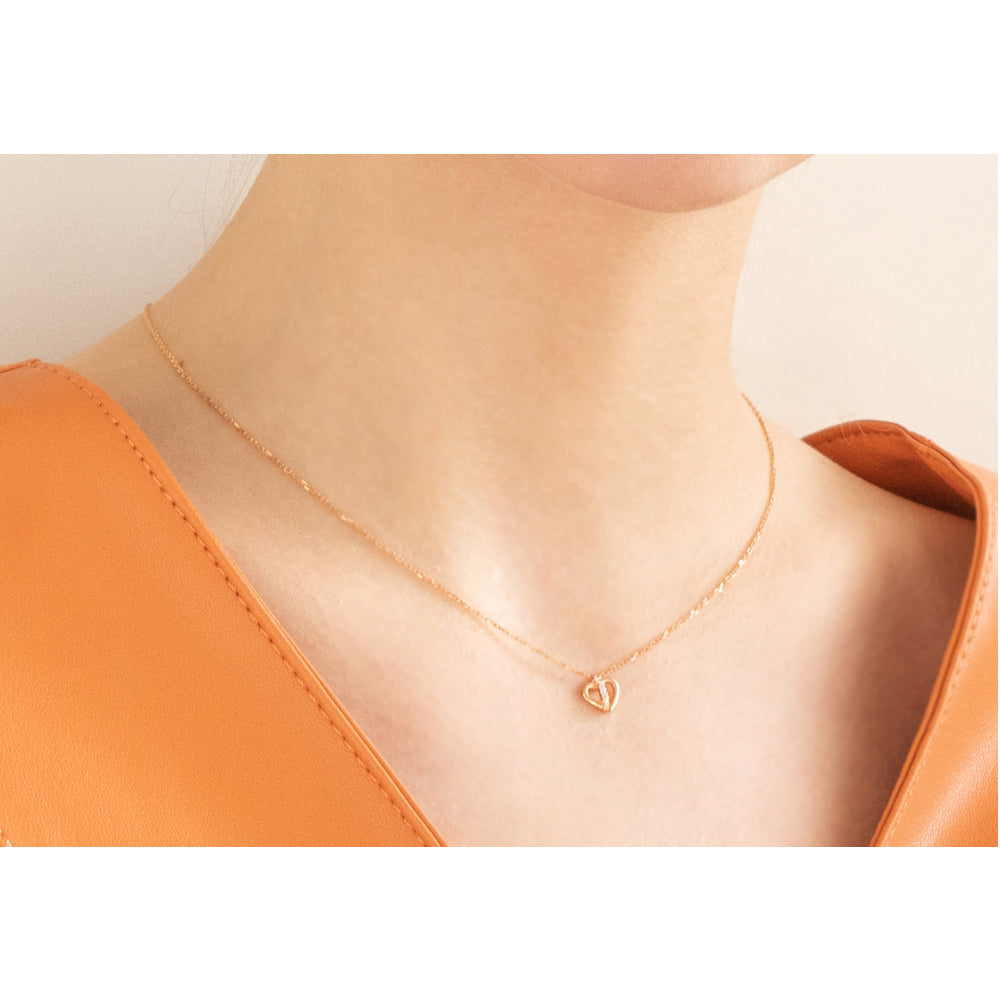 Bloom x Linky Laboratory - Duet Heart Silver Necklace