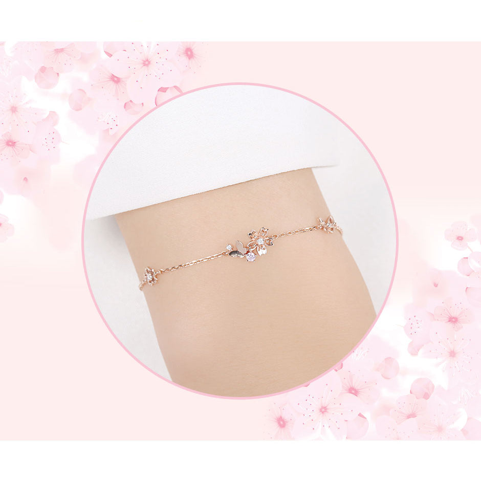 CLUE - Sweet Candy Cherry Blossom Silver Bracelet