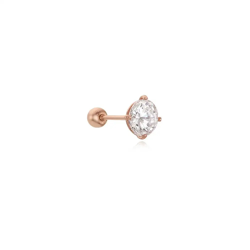CLUE - 5mm White Cubic 10K/14K Gold Ear Pierce - CLUE - Jewelry - Harumio