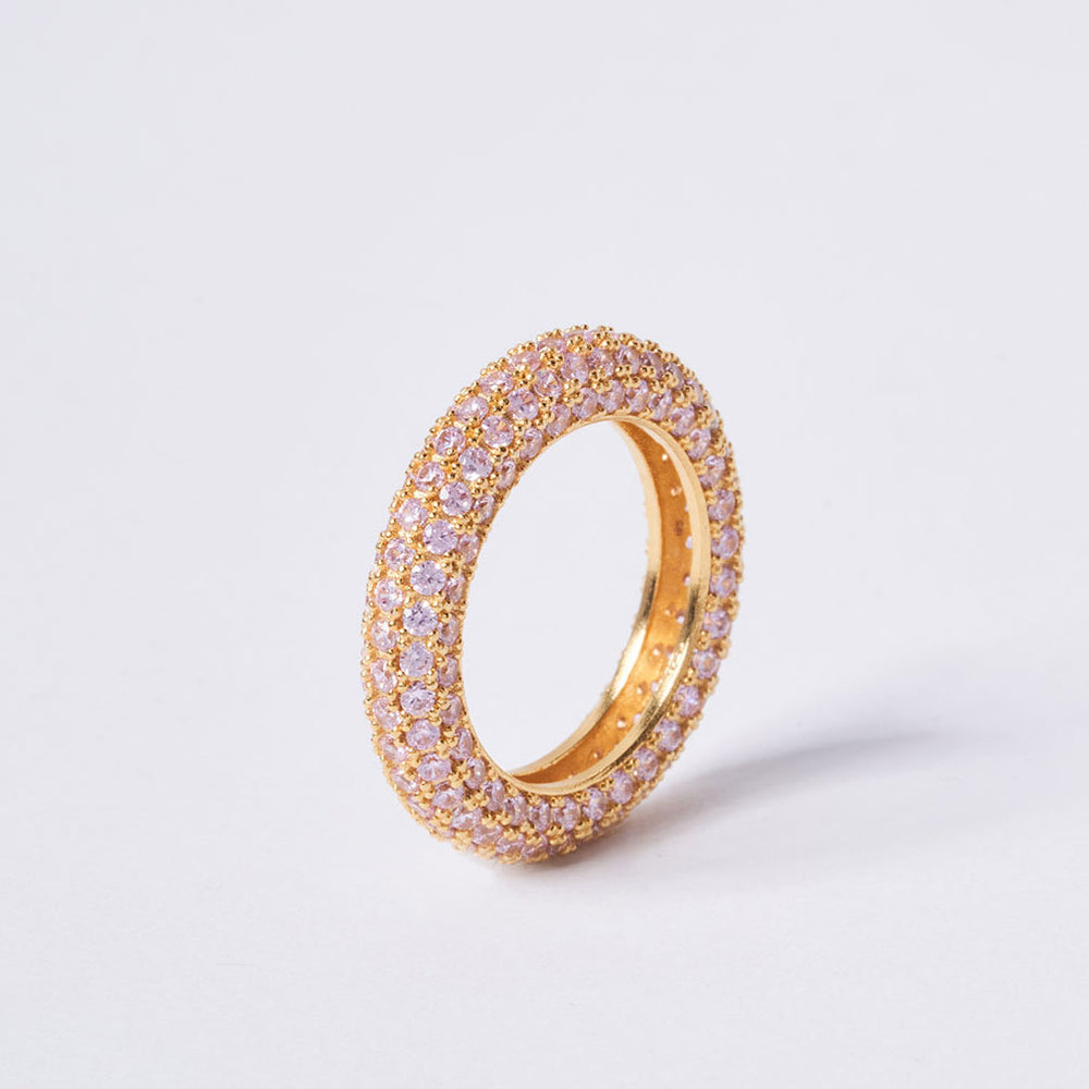 OST - POPTS Collection Yellow Gold Pink Pave Volume Ring