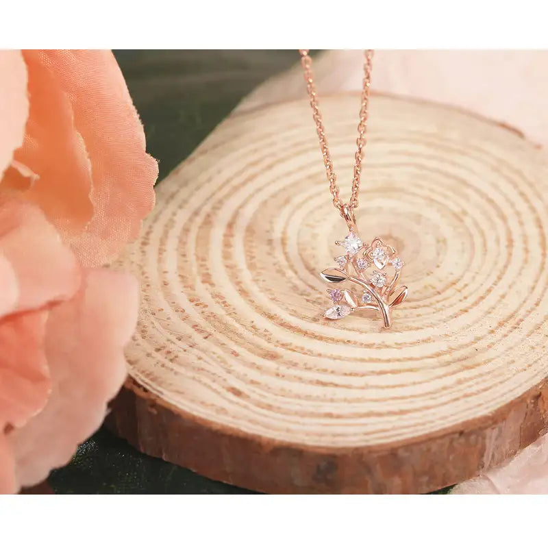 CLUE - Diamond Shiny Chrysanthemum Silver Necklace - CLUE - Jewelry - Harumio