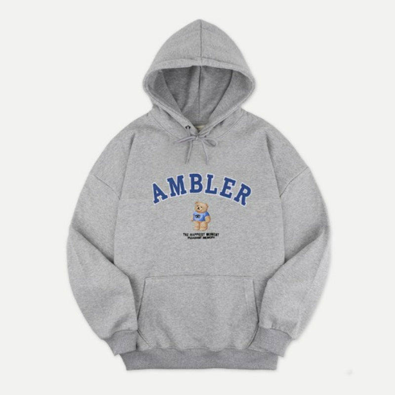 Ambler - School Look Bear Unisex Overfit Hoodie