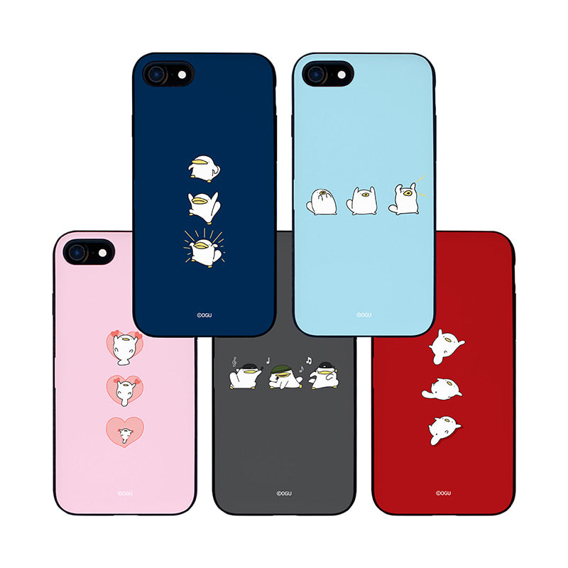 OGU - Cartoon Slim Card Phone Case - Heart Pink