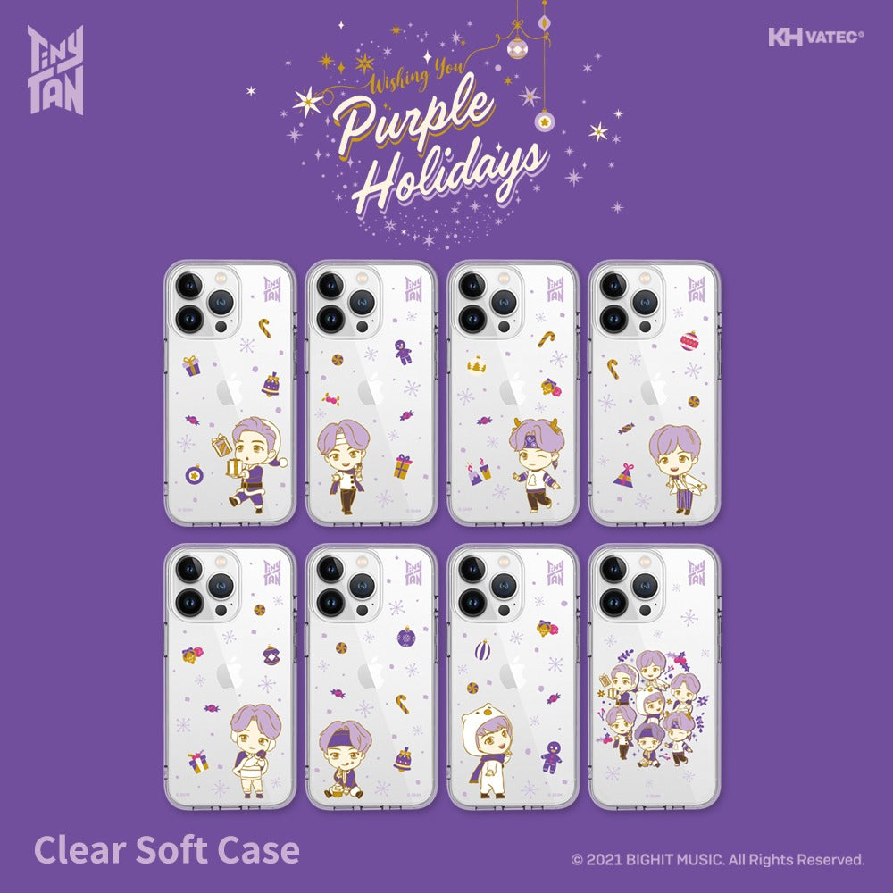 BTS - TinyTAN Purple Holidays Clear Soft Phone Case (iPhone)