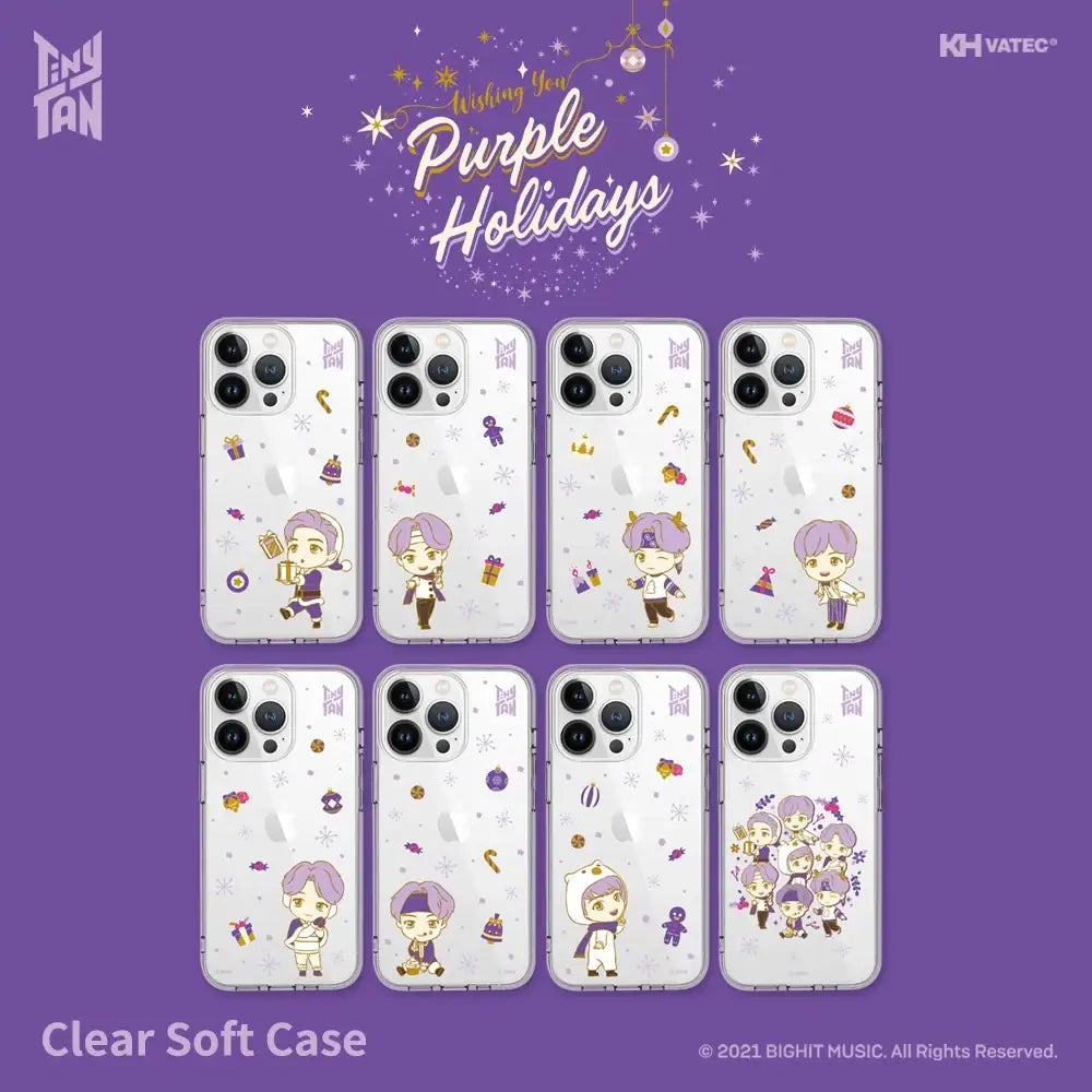 BTS - TinyTAN Purple Holidays Clear Soft Phone Case (iPhone) - BTS - Accessories - Harumio