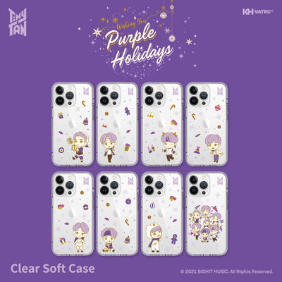 BTS - TinyTAN Purple Holidays Clear Soft Phone Case (iPhone)