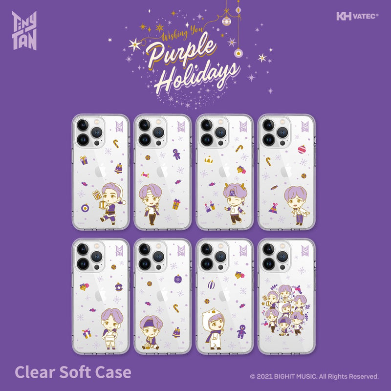 BTS - TinyTAN Purple Holidays Clear Soft Phone Case (iPhone)