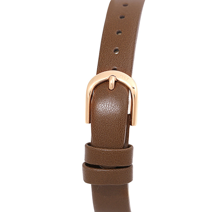 OST - Simple Rose Gold Index Brown Leather Watch