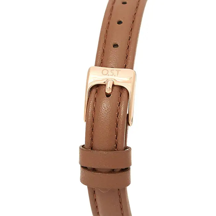 OST - Brown Women's Rectangular Leather Watch