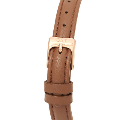 OST - Brown Women's Rectangular Leather Watch