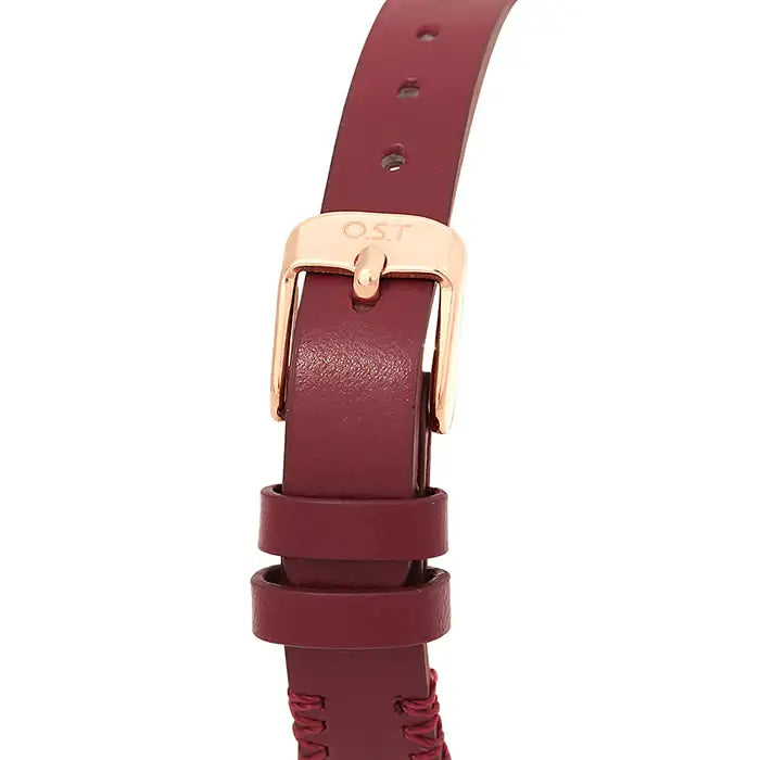 OST - Women's Red Leather Watch - OST - Watch - Harumio