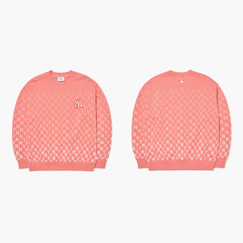 MLB Korea - Gradient Monogram All-Over Overfit Sweatshirt Coral / Xs