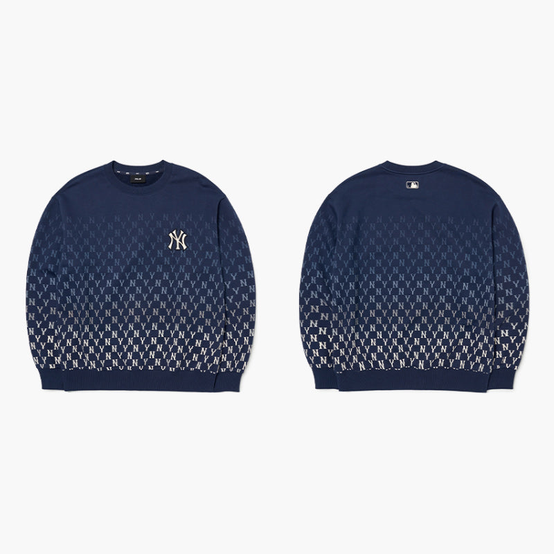 MLB Korea - Gradient Monogram All-Over Overfit Sweatshirt Dark Navy / L