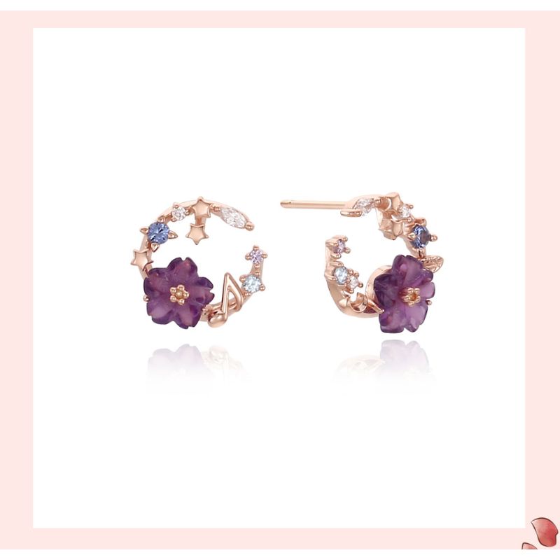 OST x Cardcaptor Sakura - Violet Cherry Blossom Night Song Earrings